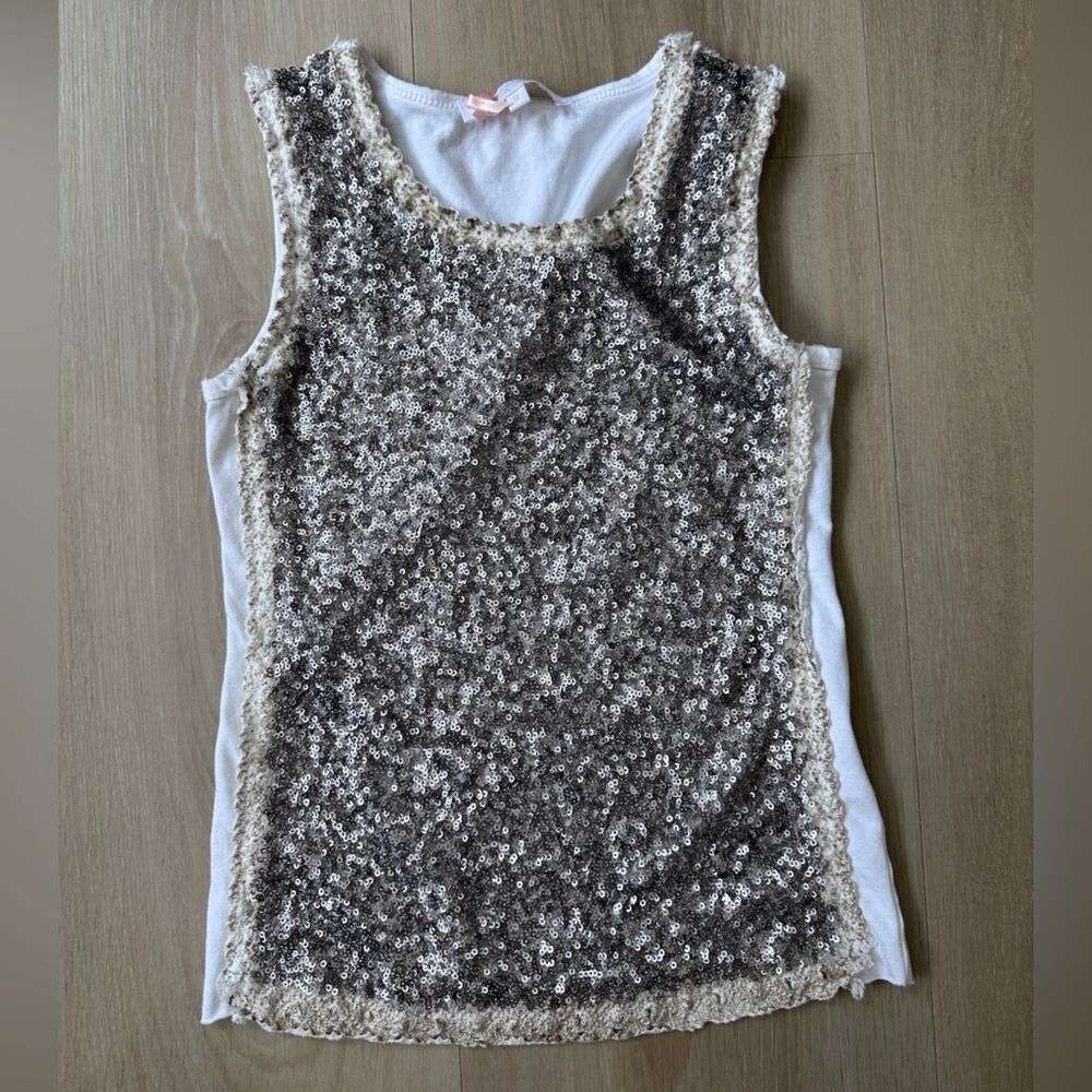 Heach Dolls Girls Gold Sequin Embellished Sleeveless Top, Size 8